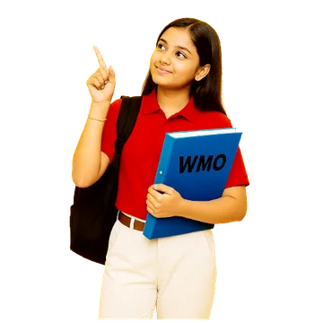Student holding a WMO book